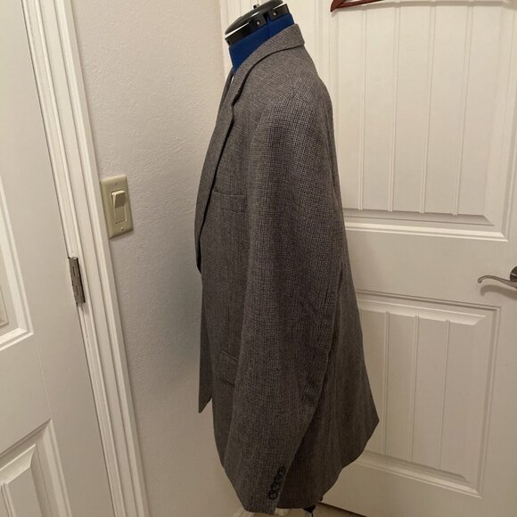 Chaps Men's 46L Gray 💯% Pure New Wool Sport Coat Jacket Blazer Houndstooth Soft - Picture 5 of 15